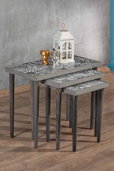 bluecape Esperanza Doğal Masif Seramik 3lü Zigon Sehpa