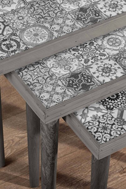 bluecape Esperanza Doğal Masif Seramik 3lü Zigon Sehpa