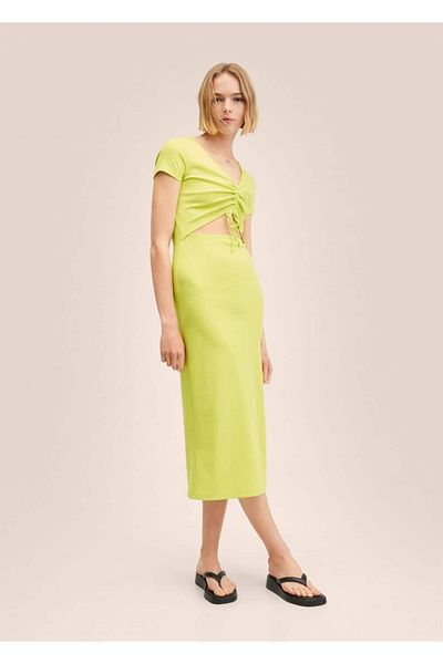 MANGO Woman Side Slit Knitted Dress