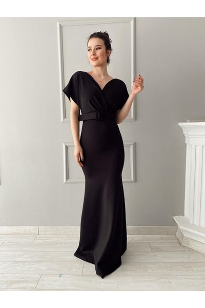 Mekafashion Rochie de seara cu centura Salis Neagra