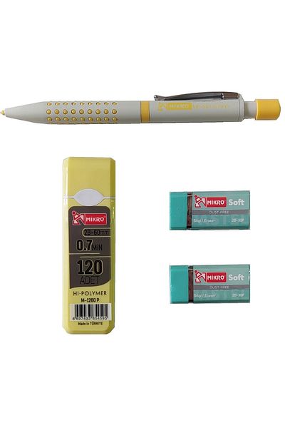 Mikro Pastel Colors V. Pen Set (mp-501 0.7 V. Pen + 120 Hi-polymer 60mm 2b Nib + 2 Soft P. Erasers)