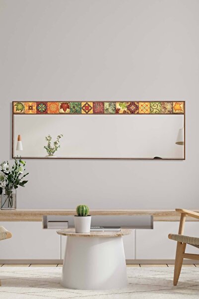 bluecape Hazan Doğal Ağaç 50x152 Cm Antik Limra Taş Çerçeveli Dekoratif ayna