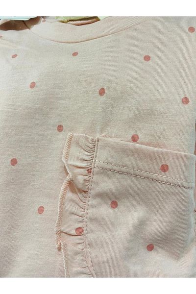 Çikoby Girl's Pink Polka Dot Sleeves Flounce Blouse