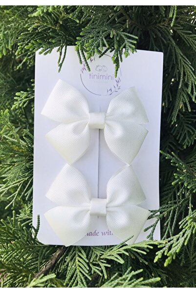 Fleur De Luna Kız Çocuk Krem Ikili Fiyonk Pens Toka Seti