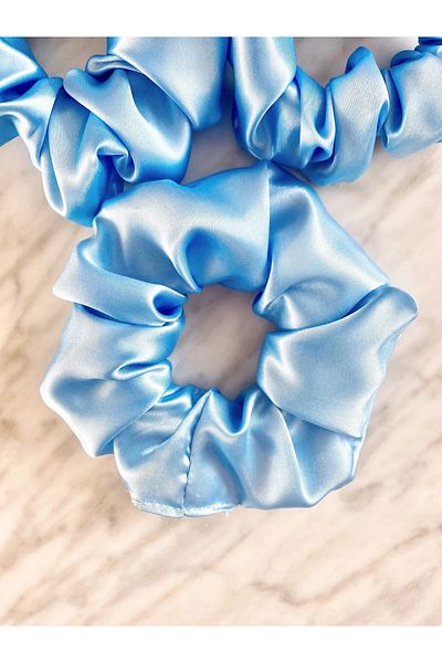 Donna Liberta Gender Reveal Party Gift Scrunchie μπλε σατέν αγκράφα Σετ 10 Baby Shower