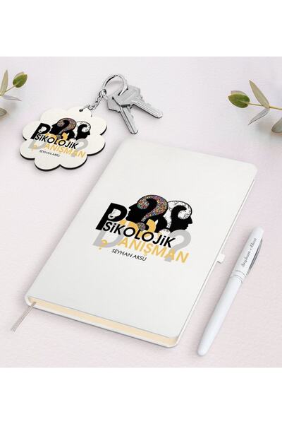 Bk Gift Kişiye Özel Psikolojik Danışman Beyaz Defter Kalem Ve Anahtarlık Hediye Seti