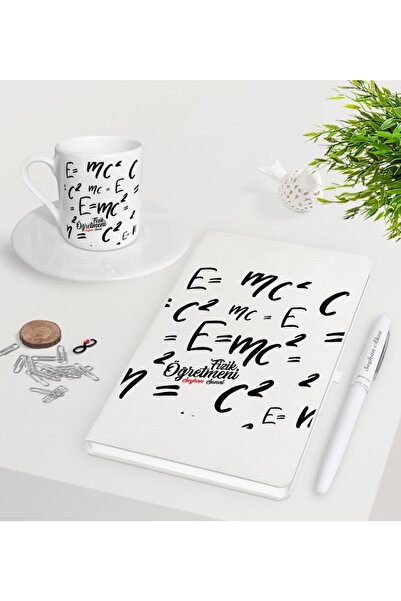 Bk Gift Kişiye Özel Fizik Öğretmeni Beyaz Defter Kalem Türk Kahvesi Fincanı S...