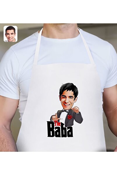 Bk Gift Kişiye Özel Godfather Baba Karikatürlü Beyaz Mutfak Önlüğü-7