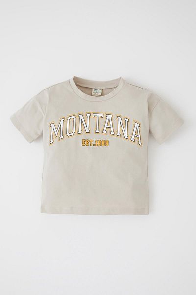 DeFacto Baby Boy Printed Crew Neck Combed Cotton Short Sleeve T-Shirt
