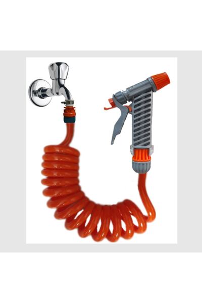 PLASYAY Spiral Bahçe Çiçek Çim Sulama Hortumu Tetikli Süzek Başlık Seti 1.5 M...