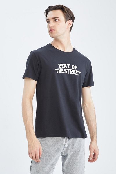 DeFacto Μπλουζάκι Regular Fit Crew λαιμόκοψη, βαμβακερό χτενισμένο μπλουζάκι