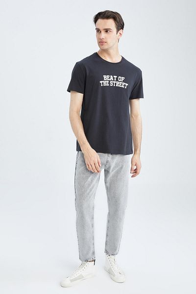 DeFacto Μπλουζάκι Regular Fit Crew λαιμόκοψη, βαμβακερό χτενισμένο μπλουζάκι
