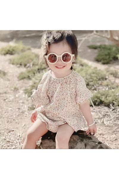 Sayın Powder Pink Sun Glasses Retro Girls Boys Children Baby Nordic Round Frame Matte Sunglasses