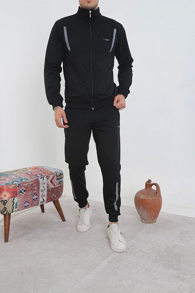 Cropper Σετ ανδρική φόρμα μαύρη με φερμουάρ