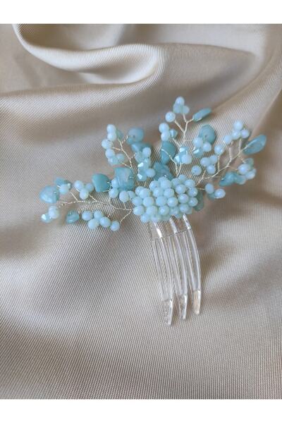 DOĞA ART STORE Φυσικό αξεσουάρ για τα μαλλιά από πέτρα Aquamarine Κλιπ πέπλου...