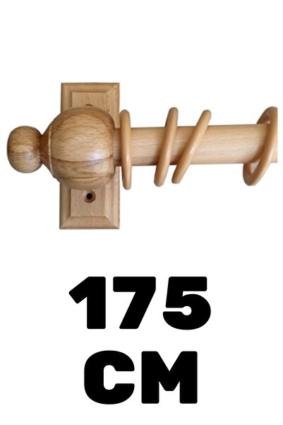 BBAWOODSHOP Ahşap Rustik Perdelik Perde Askısı  Tekli Askı  Açık Meşe 175 cm