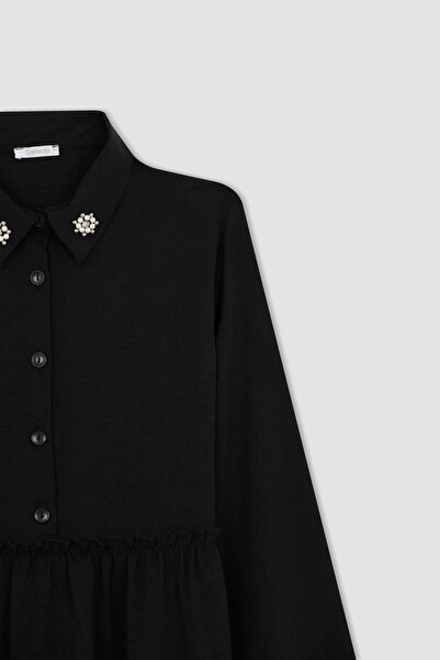 DeFacto Normál szabású hosszú ujjú ing elasztikus derékú nadrágkészlettel