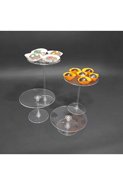 soylu pleksi Şeffaf Pleksi 4'lü Geniş Daire Teşhir Cupcake Standı