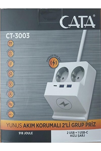 Cata Ct-3003  Akım Korumalı 2'li Grup Priz
