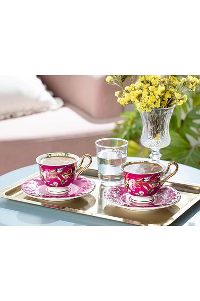 English Home Vanilla New Bone China Set of 2 Coffee Cups 90 ml Purple