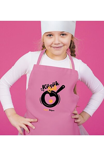 Bk Gift Kişiye Özel Küçük Şef Tasarımlı Kız Çocuk Pembe Mutfak Önlüğü-4
