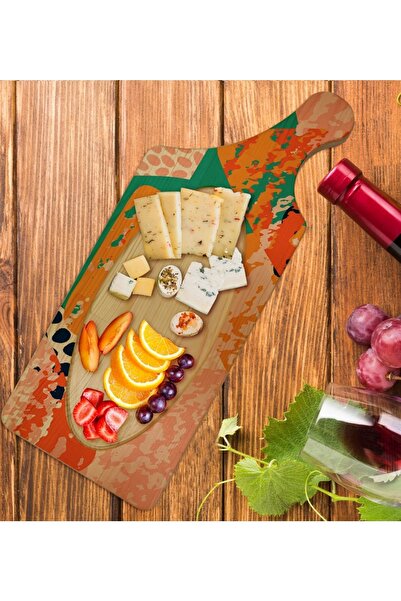 Bk Gift Gift Modern Art Tasarımlı Dikdörtgen Şeklinde Doğal Ahşap Servis Ve S...