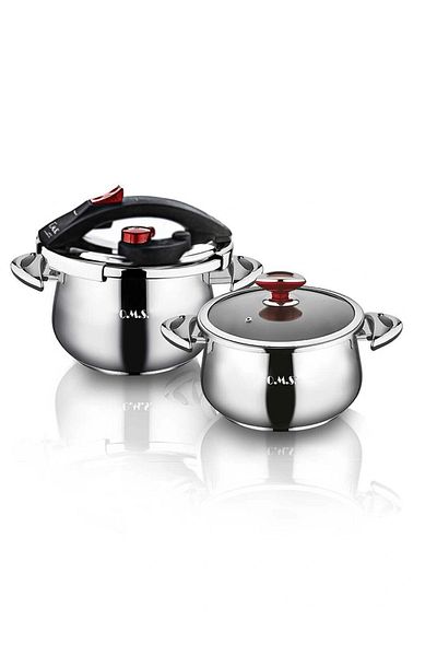 OMS PASLANMAZ Oms 5120 Kürematik 4 Piece Double Pressure Cooker Set