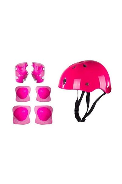 TOYSTORE Pink Luminous Wheel Adjustable Children's Exercise Skating 2 Function Helmet Knee Pad Set
