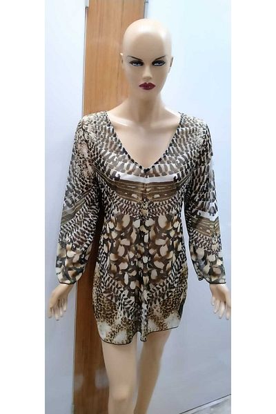 Argento Leopard Patterned Tulle Pareo