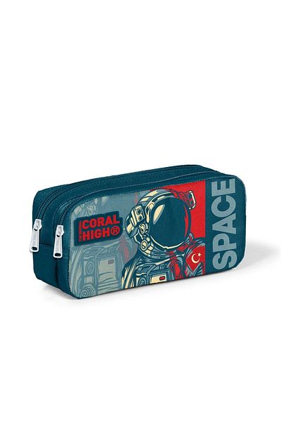 Coral High Παιδική τσάντα μολυβιού με μοτίβο Indigo Astronaut - 22187, δύο θήκες