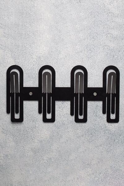 Evay Metal Siyah Büyük Boy Metal Kapı Arkası Askılığı 33x21 Cm 4 Lü Askılık