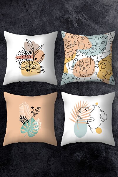 EMNASA طقم غطاء وسادة مطبوع على الوجهين مقاس 43 × 43 مكون من 4 مجموعات.