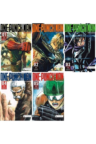 AKILÇELEN YAYINEVİ En Çok Okunan Manga Seri One-punch Man Ilk 5 Kitap Set 1.2.3.4.5. Kitaplar Yusuke Murata