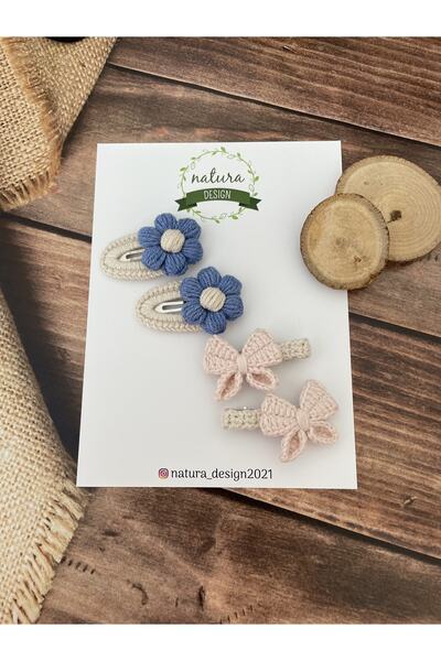 NATURA DESİGN Set de catarame din 4 piese cu împletitură și clemă, model marg...