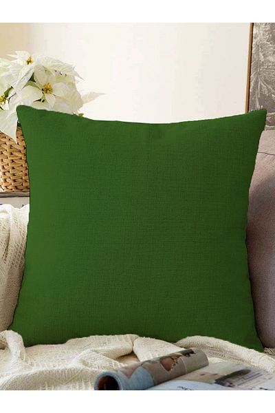 Realhomes Husă de pernă tricotată Raschel cu imprimare digitală de culoare verde uni