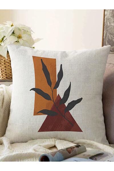 Realhomes Beyaz Zemin Onedraw Geometrik Çizimli Yaprak Motifli Raşel Örme Yas...