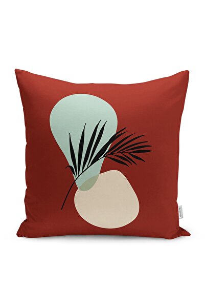 Realhomes Husă de pernă detaliată cu frunze tropicale de fundal Burgundy