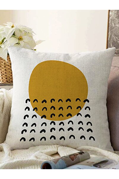 Realhomes Fundal alb artistic Design rotund galben Raschel tricotat Husa de p...