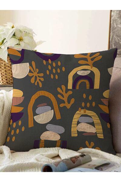 Realhomes Soyut Motifli Dijital Baskılı Raşel Örme Yastık Kırlent Kılıfı