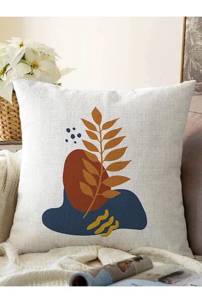 Realhomes Fundal alb Desen cu o singură frunză tropicală Raschel tricotat Hus...