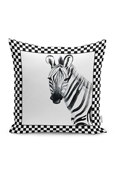 Realhomes غطاء وسادة مزخرف بنمط حمار وحشي مع تصميم إطار متقلب