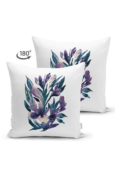 Realhomes Decorative Suede Pillow Cushion Cover with Watercolored Flower Design