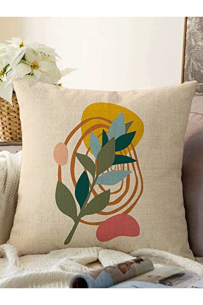 Realhomes Husă de pernă tricotată decorativă cu design cu frunze tropicale co...