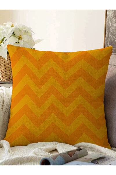 Realhomes Κίτρινο πορτοκαλί ζιγκ-ζαγκ μαξιλάρι - Raschel πλεκτό κάλυμμα μαξιλ...