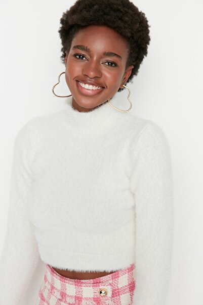 Trendyol Collection Furry Ecru Rope Knitwear Sweater - Twoaw22Kz0080