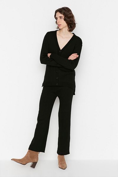 Trendyol Collection Black Buttoned Knitwear Top and Bottom Set TWOAW22AU0060