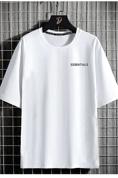 DE PLEIN White Oversize Unisex Essentials Printed 100% Cotton T-shirt