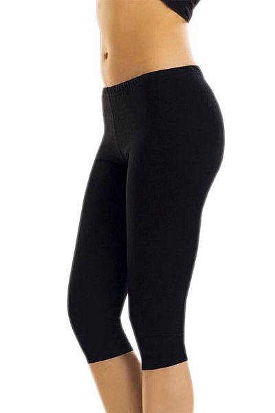 Anıt Women's Black Cotton Lycra Short Below the Knee Sports Leggings