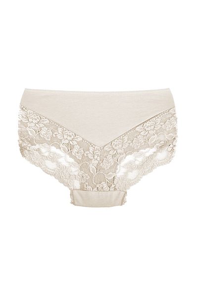 Zena Ecru High Waist Lace Cotton Plus Size Women's Panties