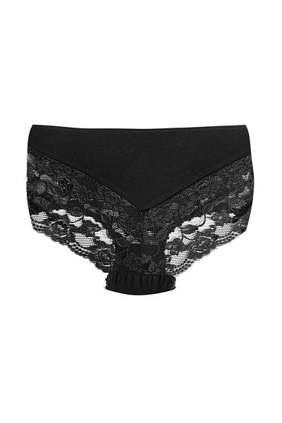 Zena Black High Waist Lace Cotton Plus Size Women's Panties